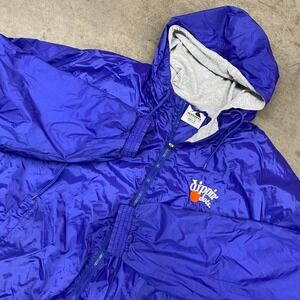 Vintage Drippin' Dots Blue Nylon Windbreaker Jacket Hoodie Men's Size XL‎